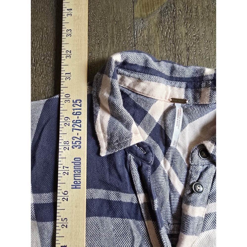 Free People Come On Plaid Shirt Women SM Oversized Slouchy Casual Boho Cozy FLAW - Picture 5 of 9